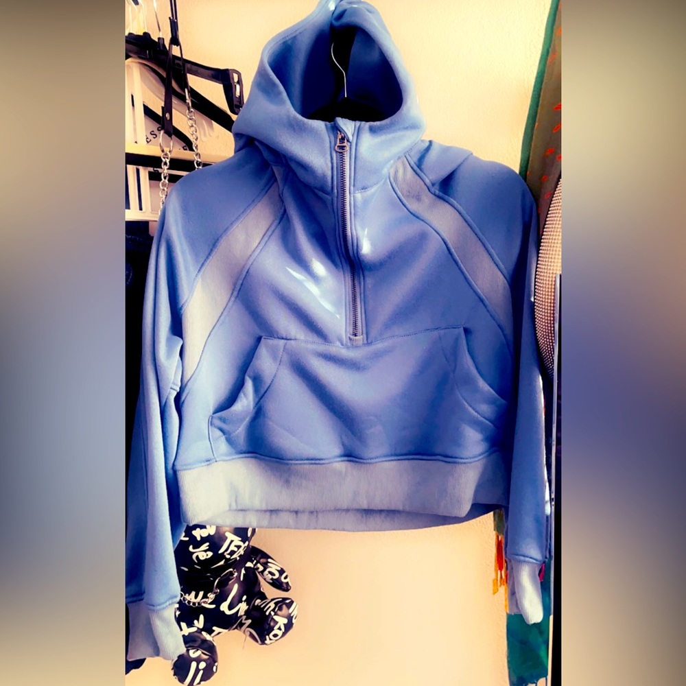 Half zipped Lululemon like Blue, Brown, and Pink. Thumbhole Cut out
